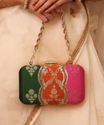 Multicolor satin metallic clutch 2