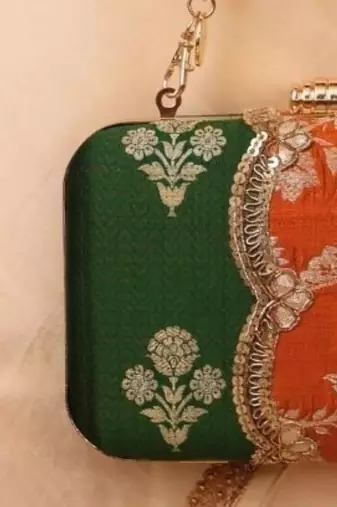 Multicolor satin metallic clutch