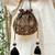 Black satin pearl lace work potli bag