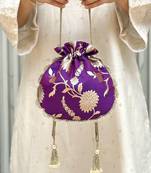 Purple banarasi silk potli bag