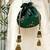 Green velvet suede potli bag