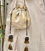 Off white velvet suede potli bag