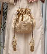 Gold velvet suede potli bag