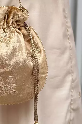 Gold velvet suede potli bag