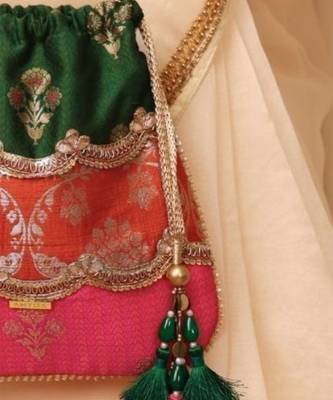 Multicolor pure silk satin potli bag 4