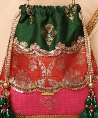 Multicolor pure silk satin potli bag 5