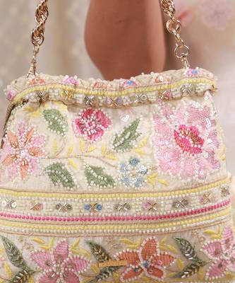 Multicolor floral embroidered potli bag 4