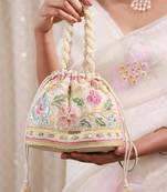 Multicolor floral embroidered potli bag