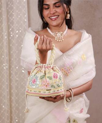 Multicolor floral embroidered potli bag 2