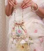 Multicolor floral embroidered potli bag
