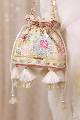 Multicolor floral embroidered potli bag