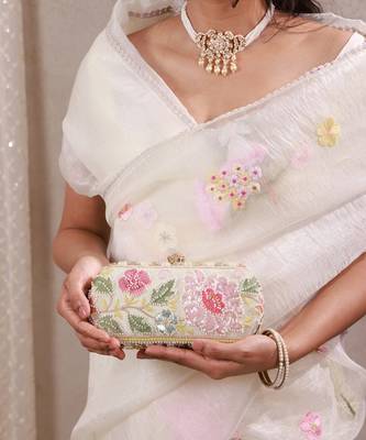 Multicolor floral embroidered clutch 2