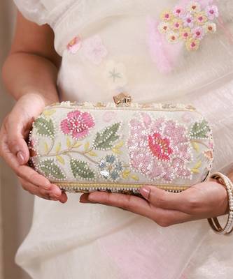 Multicolor floral embroidered clutch 5