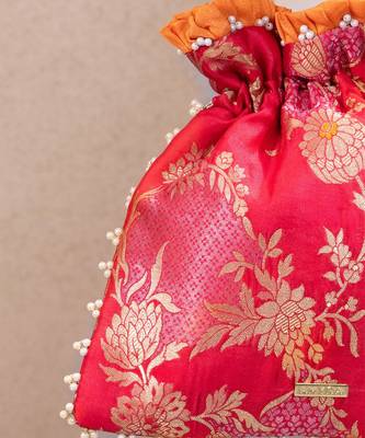 Red katan silk potli bag 4