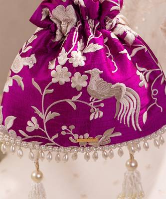 Purple pure raw silk potli bag 4