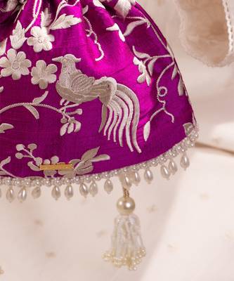 Purple pure raw silk potli bag 5