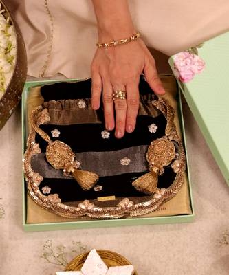 Black semi tissue potli bag 3
