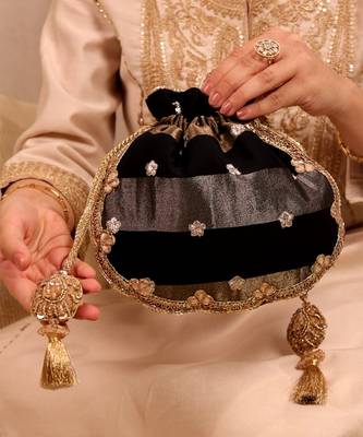 Black semi tissue potli bag 4