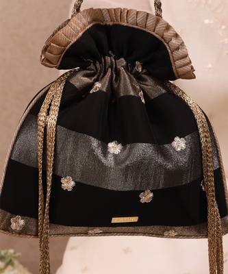 Black semi tissue potli bag 2