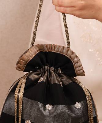 Black semi tissue potli bag 3