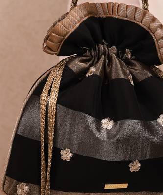 Black semi tissue potli bag 4