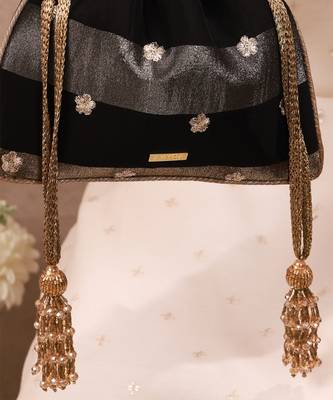 Black semi tissue potli bag 5
