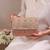 Pink organza silk suede clutch