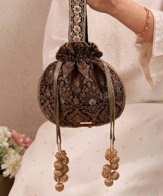 Black pure silk potli bag 2