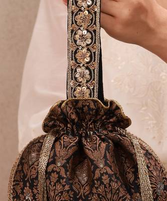 Black pure silk potli bag 3