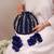 Navy blue embroidered poly silk potli bag