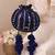 Navy blue embroidered poly silk potli bag