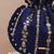 Navy blue embroidered poly silk potli bag