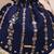 Navy blue embroidered poly silk potli bag