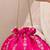 Pink embroidered poly silk potli bag