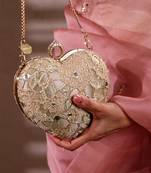 Gold tissue cutwork mirror synthetic clutch
