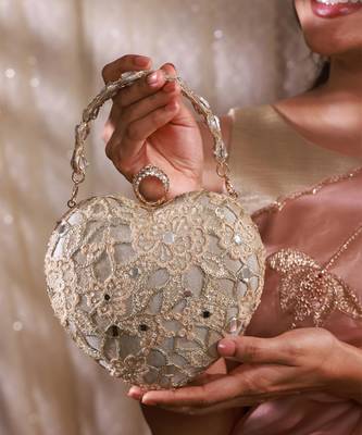 Gold tissue cutwork mirror synthetic clutch 2