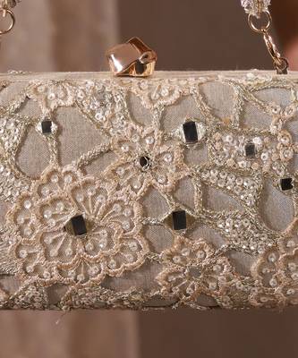 Gold tissue cutwork mirror synthetic clutch 4