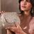Gold tissue cutwork mirror synthetic clutch