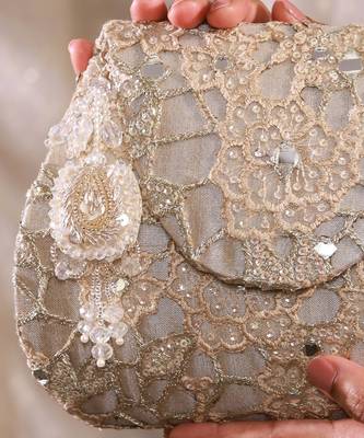 Gold tissue cutwork mirror synthetic clutch 4