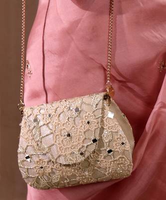 Gold tissue cutwork mirror synthetic clutch 5