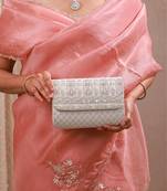 Silver silk brocade clutch