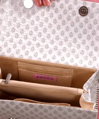 Silver silk brocade clutch 5