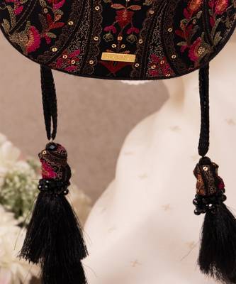 Black woven georgette potli bag 5