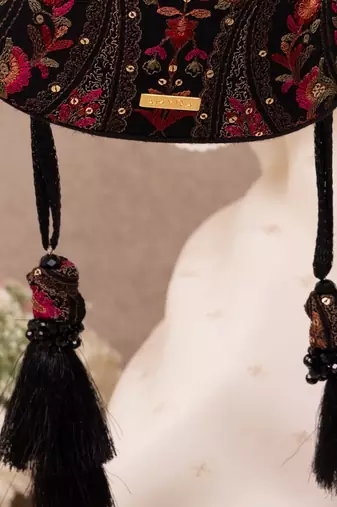 Black woven georgette potli bag