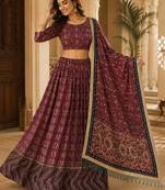Maroon Cotton Navratri Lehenga Choli With Dupatta