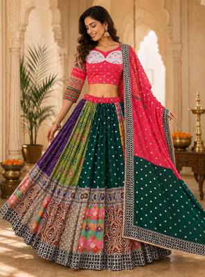 Multicolour Print Navratri Lehenga Choli With Dupatta 1