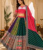 Multicolour Print Navratri Lehenga Choli With Dupatta