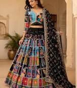Black Thread Navratri Lehenga Choli With Dupatta