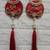 handmade shubh labh red tassel door hanging pearl beads home decor (pack of 2)