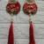 handmade shubh labh red tassel door hanging pearl beads home decor (pack of 2)